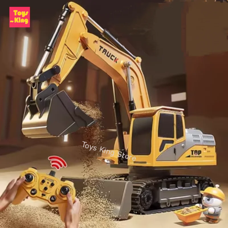 Excavadora RC de aleacion 6/9CH con mando, luces y giro de 680 grados