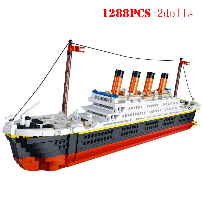 Bloques de construcción de 46cm, modelo de barco creativo, 1288 Uds., barco de crucero de lujo, bloques DIY, barco de barco, juguete para niños, regalos - imagen 5