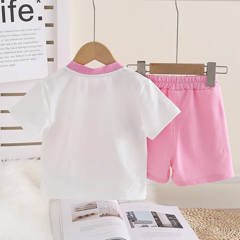 Nueva ropa de verano para bebés, traje para niños y niñas, camiseta, pantalones cortos, 2 unids/set, conjunto de ropa para niños, disfraz informal infantil, chándales para niños pequeños - imagen 4