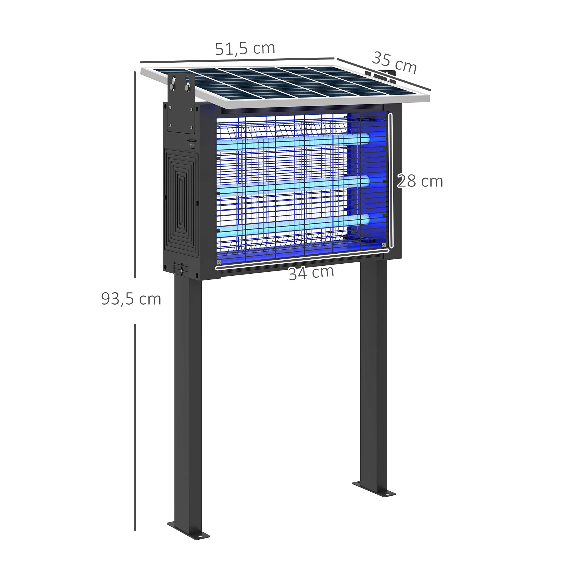 Outsunny Lámpara Antimosquitos Eléctrica con Luces LED Mata Mosquitos Eléctrico 25W para Exterior Efecto 200 m² con Soporte Panel Ajustable Lámpara UV Repelente de Insectos Moscas Polillas - imagen 3