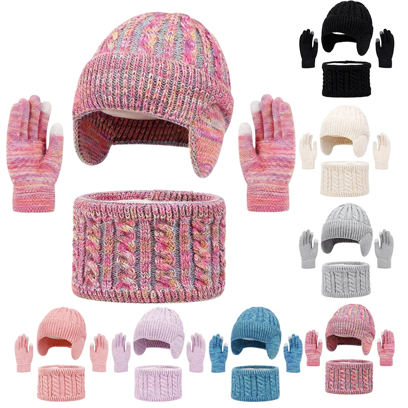 Conjunto de invierno infantil: gorro, bufanda y guantes térmicos