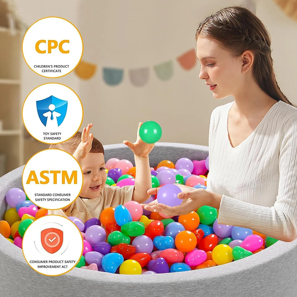 Bolas de piscina de bolas, paquete de 50 bolas de plástico a prueba de aplastamiento sin ftalatos, sin BPA, para fiestas de cumpleaños, parque infantil de piscina - imagen 5