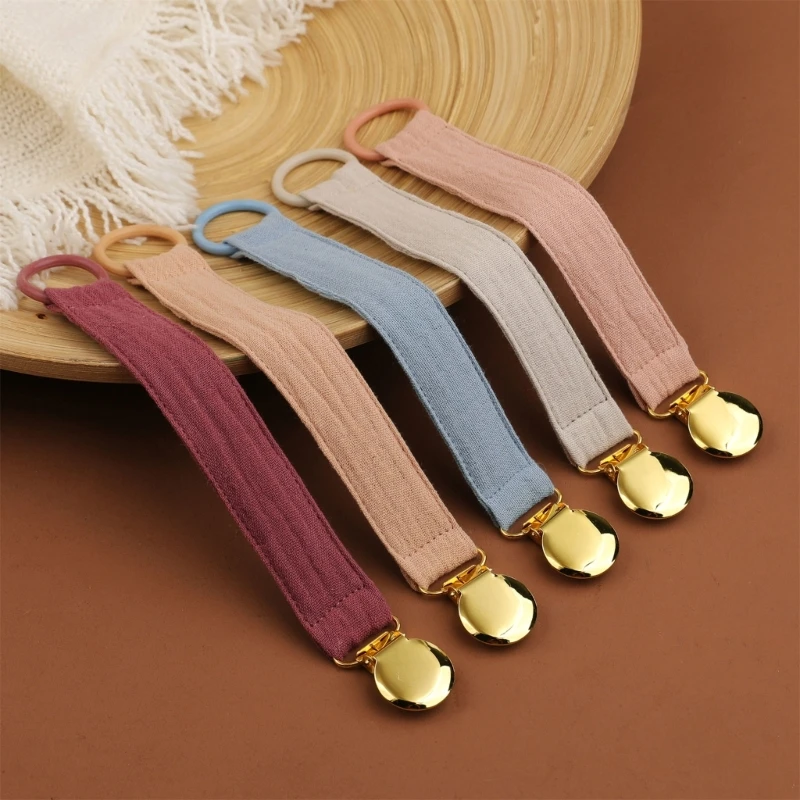 Clip para chupete de bebé, cadena de chupete de algodón para recién nacido, Clip de metal, soporte para chupete, regalo seguro ecológico, 5 uds.