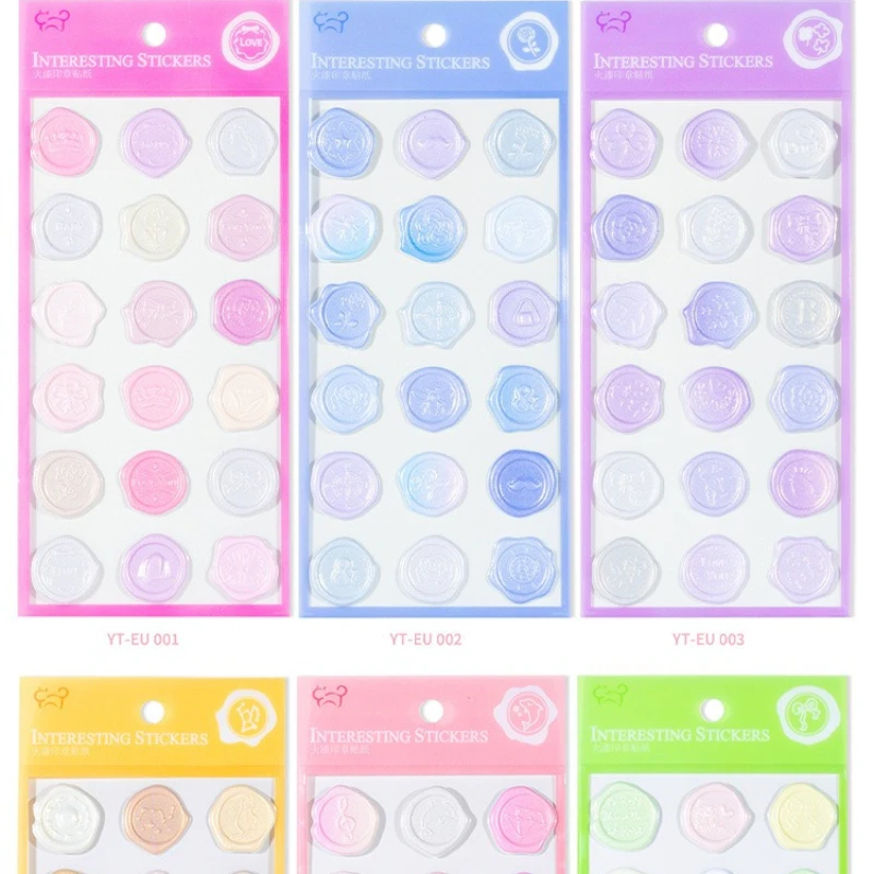 Pegatinas de sello de cera para álbum de recortes, decoración de diario, planificador, papelería coreana, etiquetas de sellado de sobre, 1 unidad - imagen 5