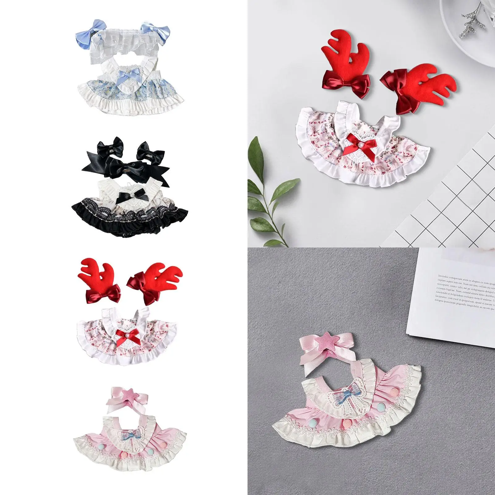Doll Clothes for 15cm Rabbit Plush Doll,Cartoon,Stylish DIY Costumes,Comfortable Dress up Bunny Stuffed Animals Dress