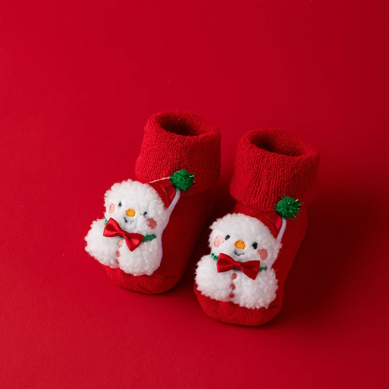 Calcetines de algodón para recién nacidos, invierno, otoño, bebés, niños, Navidad, Papá Noel, Terry, zapatillas cálidas, calcetín para niños de 0 a 3 años - imagen 3