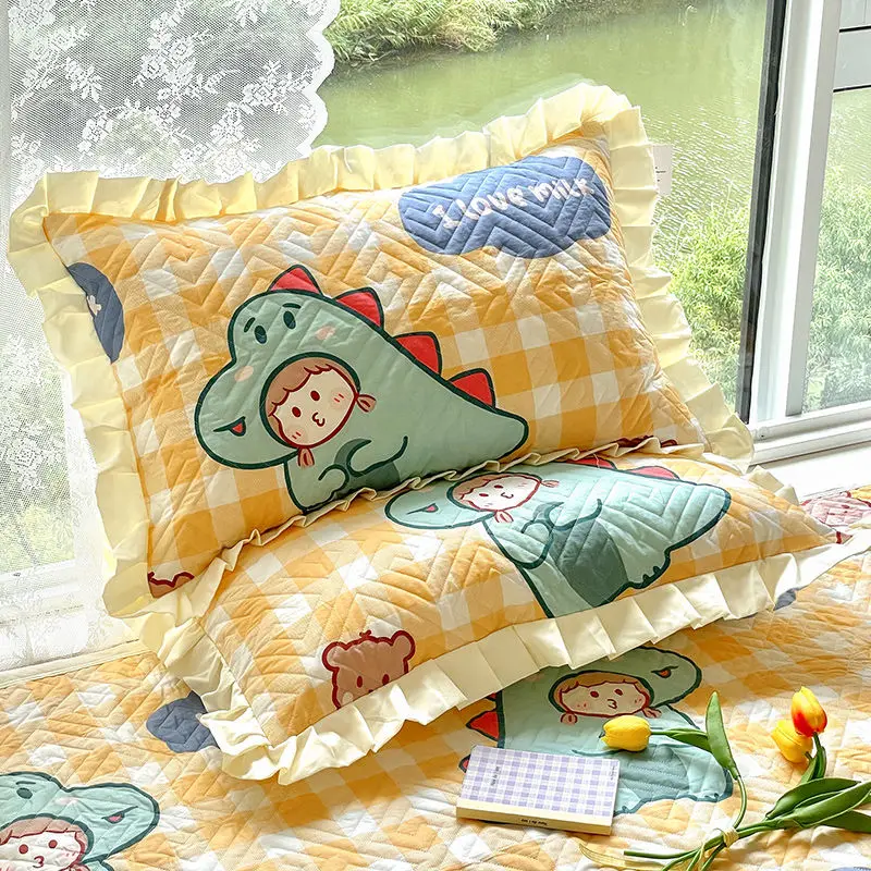 Funda de almohada acolchada de estilo Pastoral, funda de almohada de encaje de algodón puro para niños, funda de almohada individual suave y transpirable para el hogar, 48x74cm - imagen 4