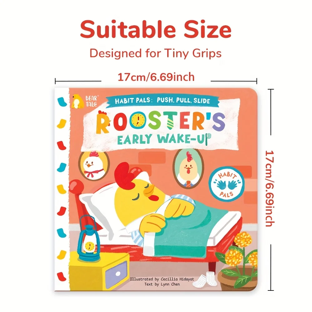 Libro pequeño de empuje y tracción para niños, tema de cepillado de dientes de hipopótamo, hábitos de higiene Personal, libro de organización de educación temprana, regalo - imagen 2