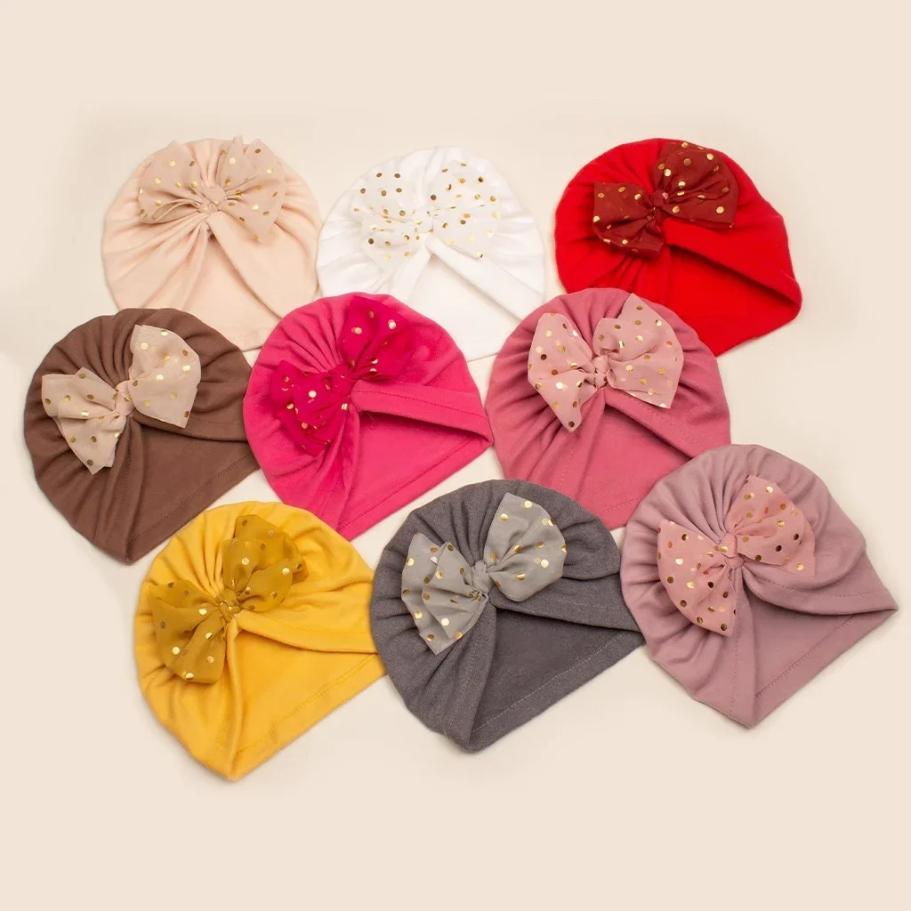 Gorro turbante para bebé recién nacido, gorro cálido con lazo grande y brillante de 0 a 12M, gorros para recién nacidos para exteriores, primavera 2026 - imagen 2