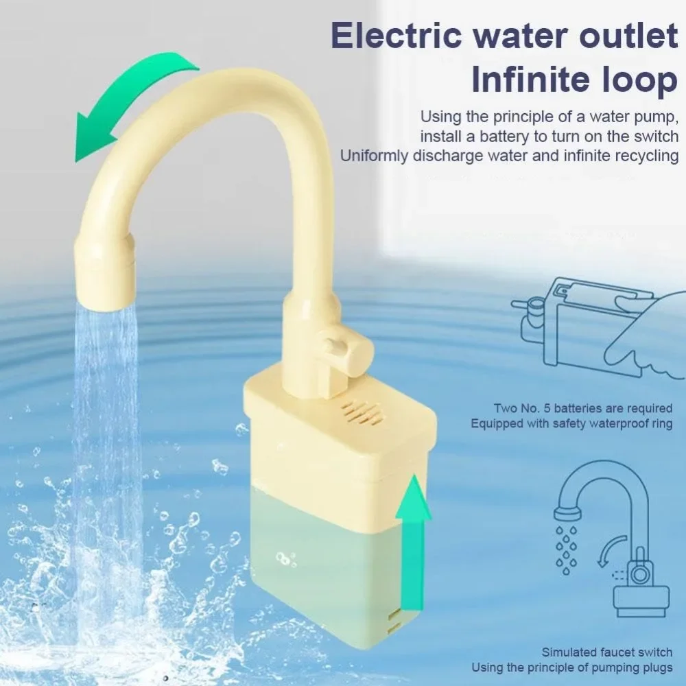 Juguete de repuesto de grifo de cocina giratorio con agua corriente, grifo de fregadero de cocina de plástico, juguete de grifo de simulación - imagen 4