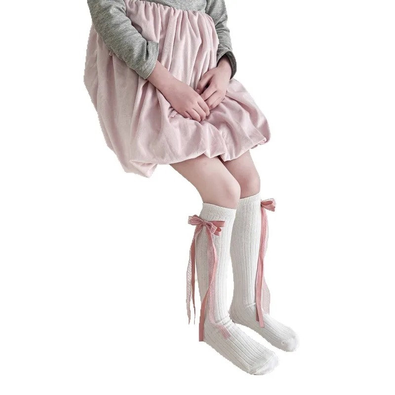 Calcetines altos de algodón con lazo para niños – Escolares primavera-verano - imagen 2