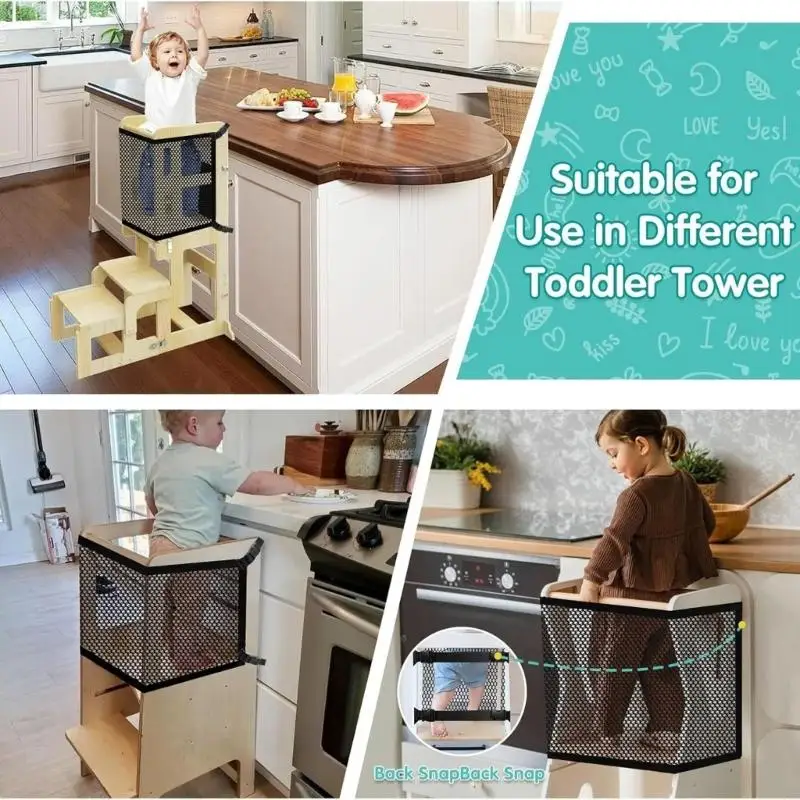D7YD Red Seguridad torre para niños pequeños, recinto red malla densa para niños pequeños, ayudantes cocina, - imagen 4