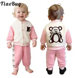 Conjunto chándal infantil oso bordado – Chaqueta béisbol primavera otoño