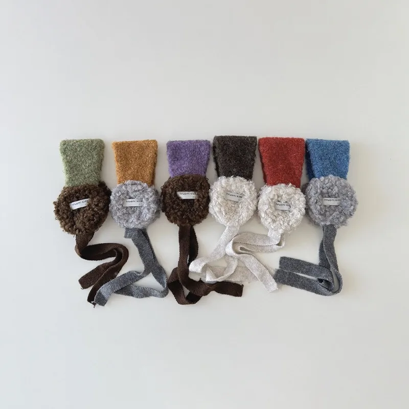 Orejeras coreanas de punto con cordones – Felpa cálida para invierno - imagen 4
