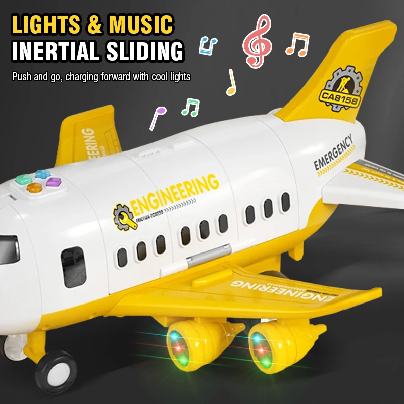 Avión de juguete de inercia deformación, pista de simulación musical, avión de pasajeros de gran tamaño, avión de línea para niños, coche de juguete para niños, regalo de Navidad - imagen 4