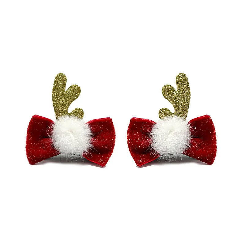 Horquilla navideña para niñas, accesorios para el cabello, tocado con astas, horquilla con orejas de ciervo, pinza para el pelo de par de alces para niños pequeños - imagen 3