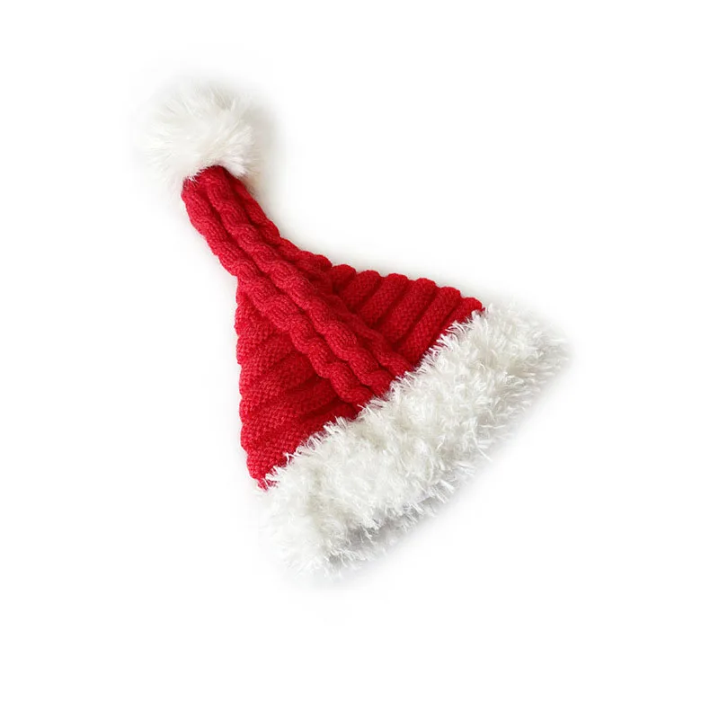 MILANCEL nuevo gorro de Navidad para bebé de invierno 0-4T lindo gorro de punto rojo para niños pequeños gorro de punto acolchado de lana para el día de Navidad - imagen 2