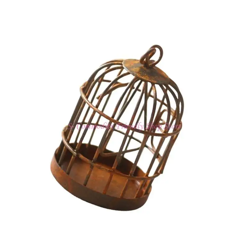 85ae Fun Birdcage Jaula pájaros Ventajero juguete Lindo escritorio jardín Suministro tiendas - imagen 2
