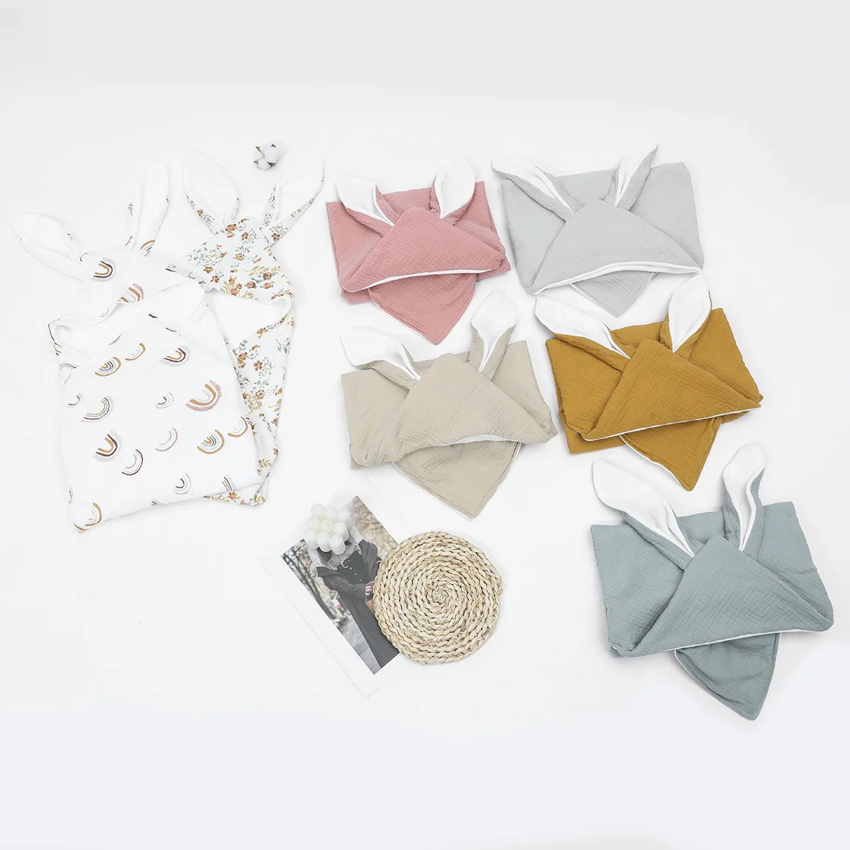 Toallas de baño de algodón con capucha para bebé, paño con Orejas de conejo, albornoz de playa, manta envolvente suave para bebés, niños y niñas recién nacidos - imagen 2