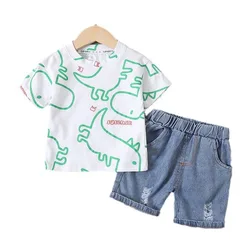 Conjunto veraniego para bebés y niños: camiseta de algodón con dibujos