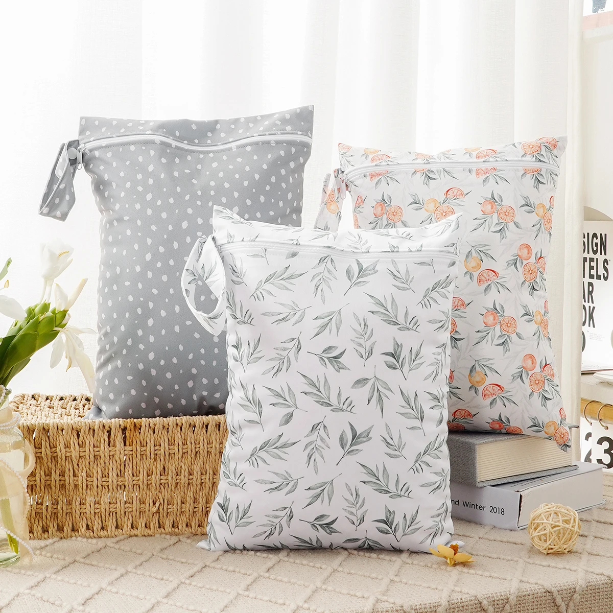 Elinfant-bolsa portátil de secado húmedo, 3 piezas, lavable, reutilizable, impermeable, bolsa de almacenamiento multifuncional
