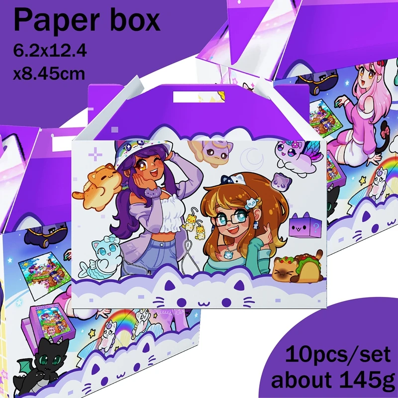 Caja de dulces Aphmau púrpura de Disney, suministros para niños y niñas, caja de regalo para fiesta de cumpleaños, decoración de cajas de papel, recuerdos de fiesta para Baby Shower