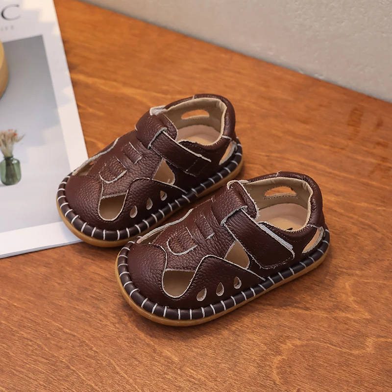 Sandalias de playa de verano para niños, sandalias de cuero genuino para bebés y niños, zapatos antideslizantes de suela suave para niños pequeños, zapatos informales para niños - imagen 3