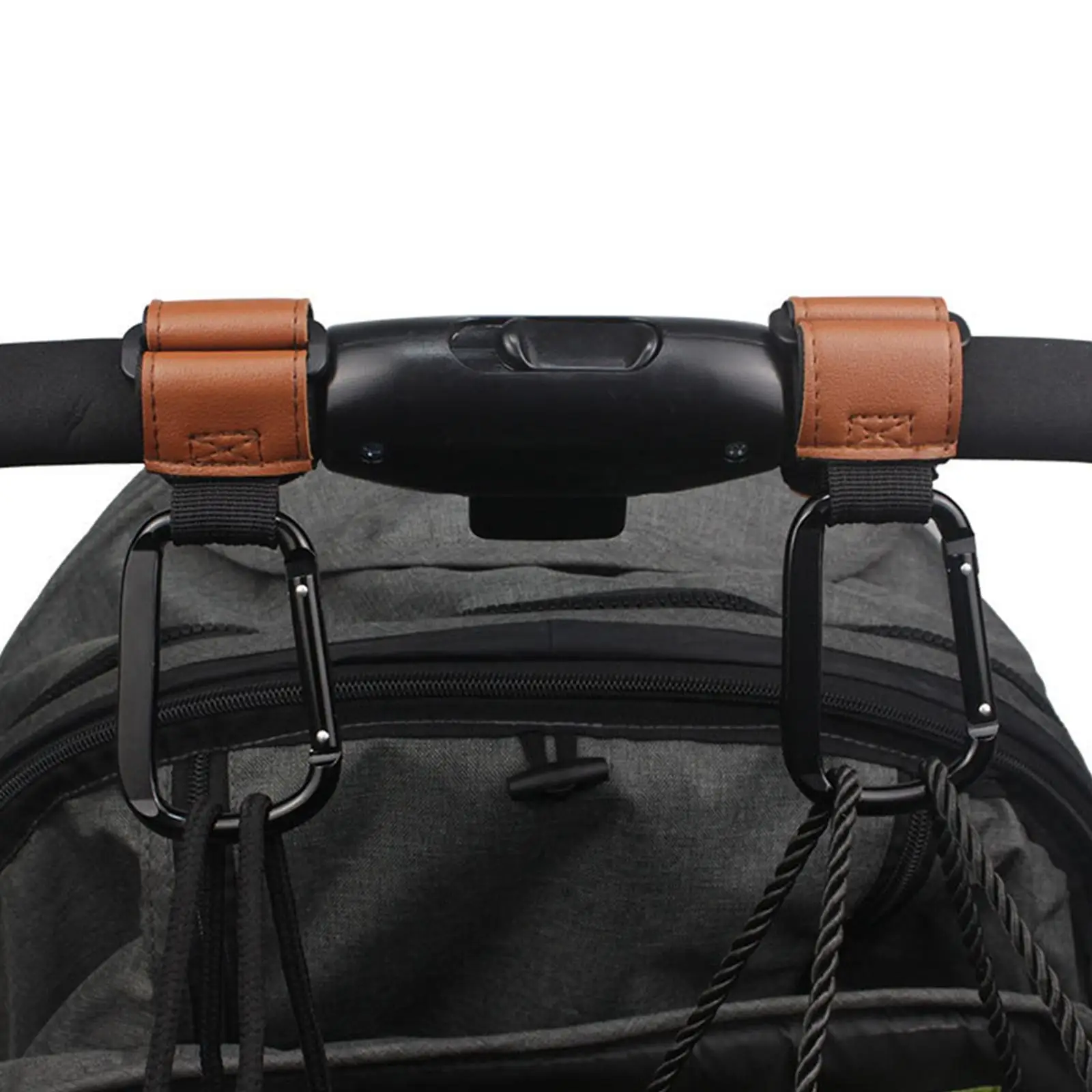 Universal PU Leather Stroller Hooks Adjustable Bag Clips for Hanging Diapers Shopping Bags for Infant Pram Accessories