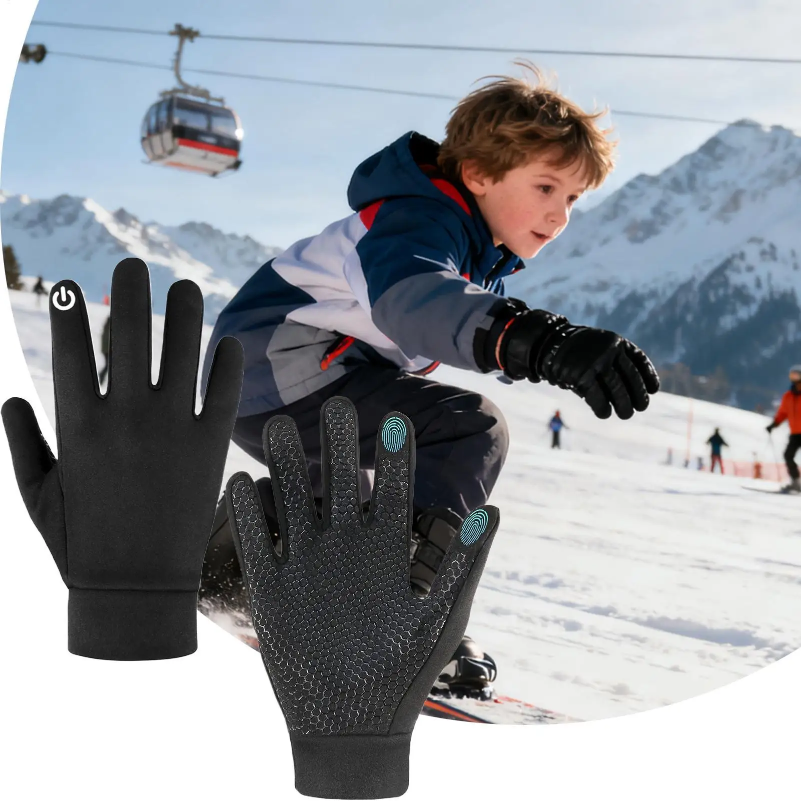 Nuevos guantes para niños, guantes térmicos impermeables para exteriores con dedos completos, guantes cálidos con pantalla táctil, manoplas de nieve de invierno para niños - imagen 4