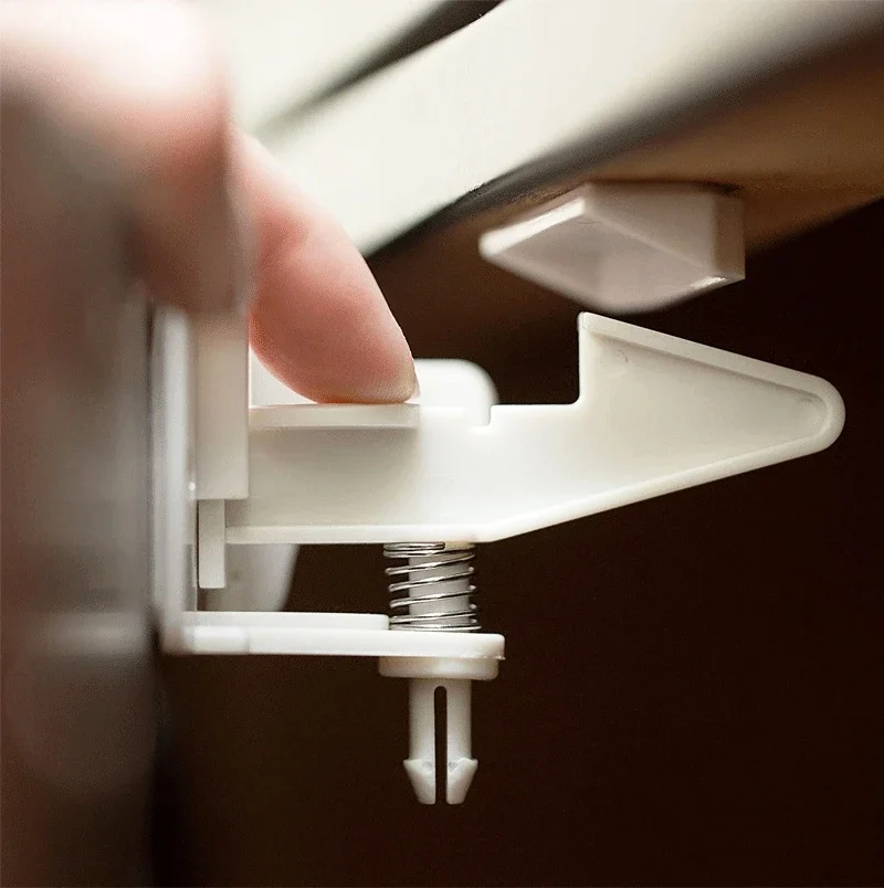 1-5 uds cerraduras de cajón invisibles gancho cerradura de cajón de resorte cerraduras de seguridad antipellizco para niños herramientas de protección de cerradura de gabinete de cajón - imagen 2