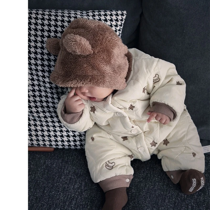Mameluco bebé con capucha de oso y estrellas - Abrigo invierno unisex - imagen 4