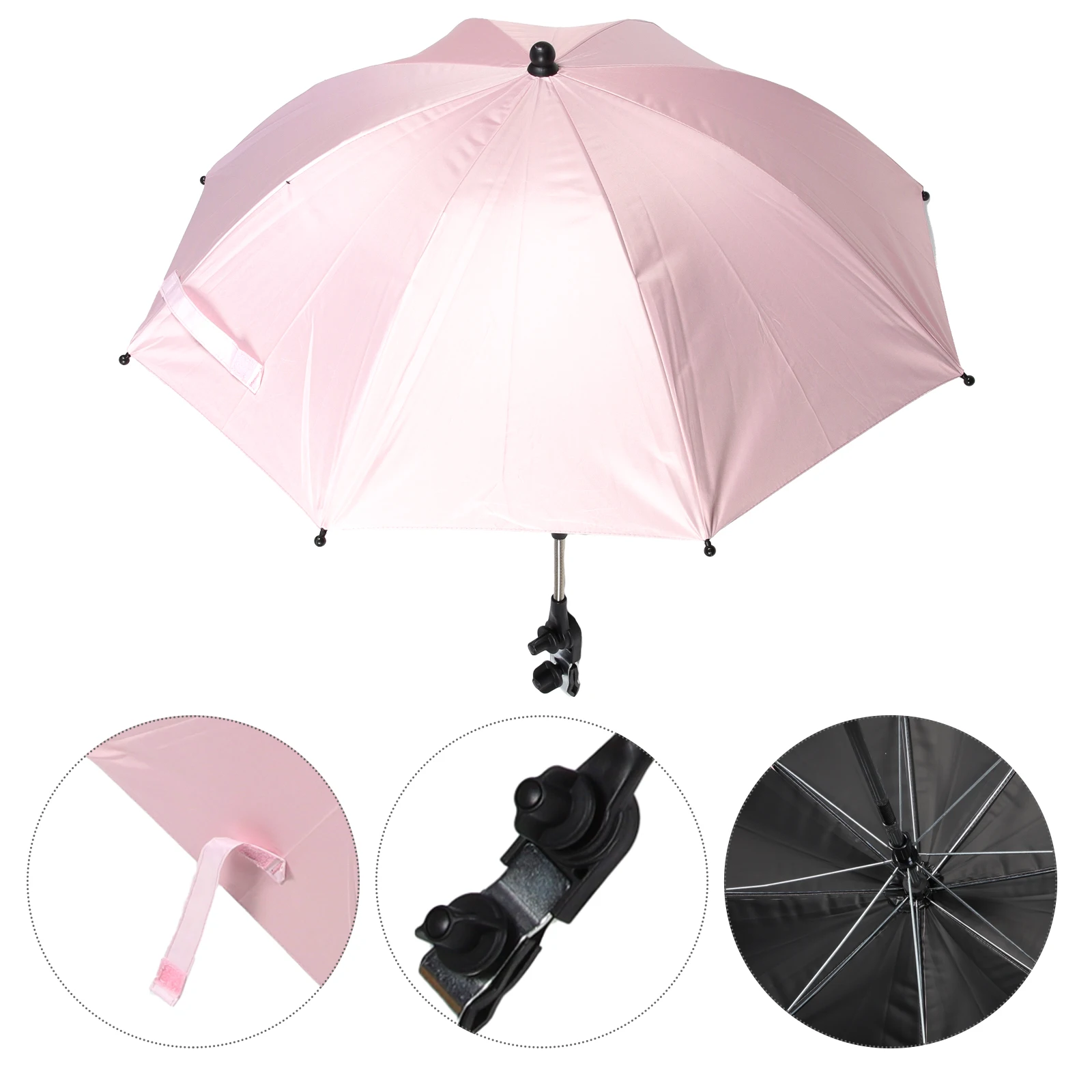 Paraguas al aire libre Sombrilla Cochecito para bebé Silla de playa Parasol Rosa Universal