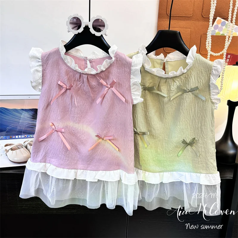 Vestido de verano para niña con lazo y falda princesa - imagen 2