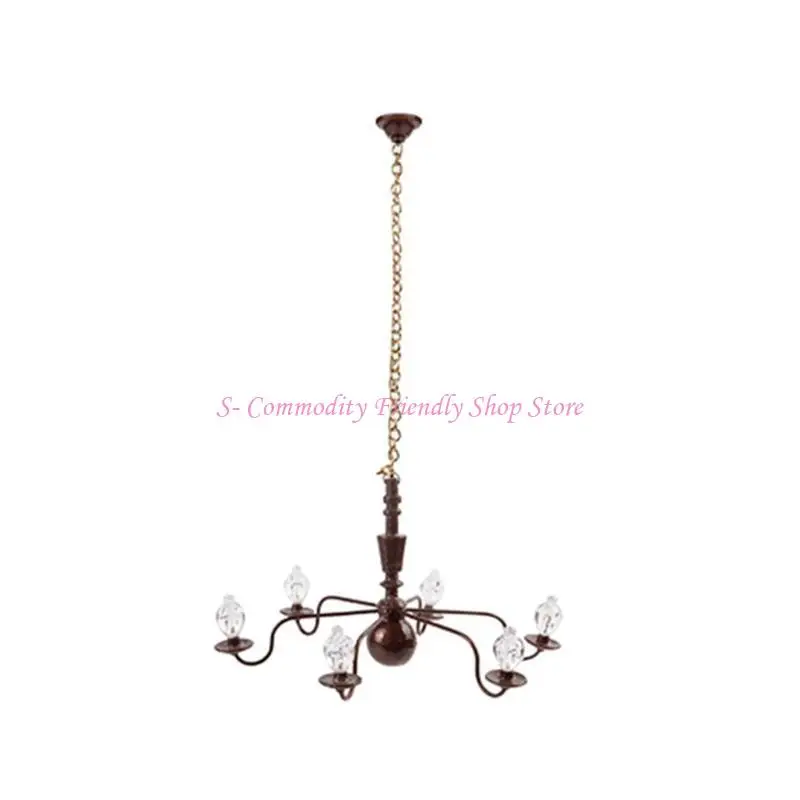 85AE Scaled Model LED Ceiling Lamp Kid’s Realistic Dollhouse Furniture Chandelier Lamp Preschool Pretend for Play Sand Table - imagen 2