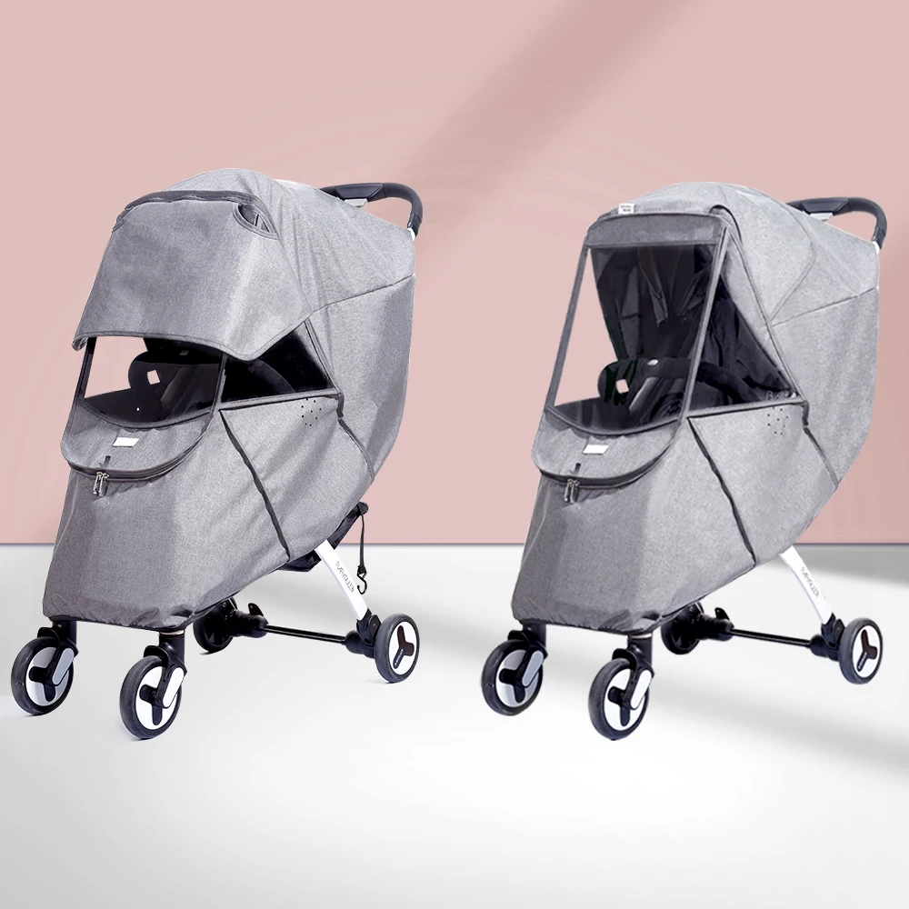 Cubierta de lluvia para cochecito de bebé, protector Universal contra el viento y el polvo con ventanas, accesorios para cochecitos, invierno - imagen 4