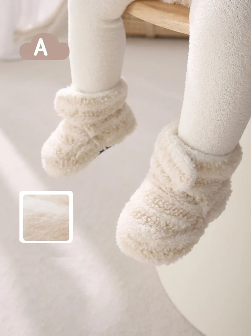 MILANCEL, nuevos zapatos para caminar para bebés, invierno de 0 a 18M, rayas de colores caramelo, zapatos acolchados de lana para niñas, zapatos cálidos para niños pequeños - imagen 2