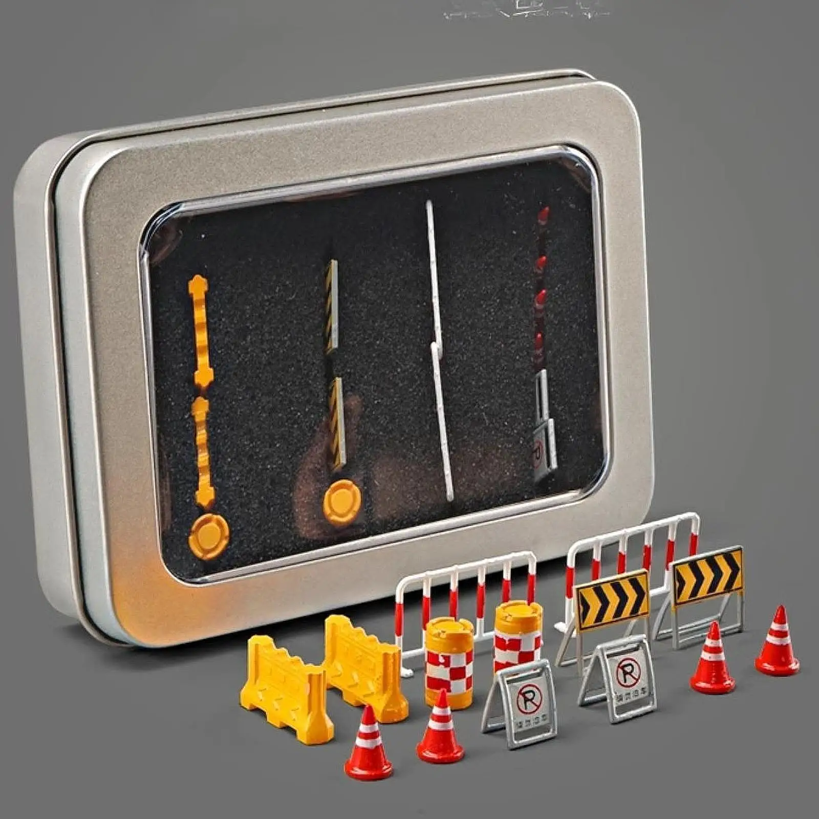 14x 1/64 Road Signs Resin Miniature Construction Traffic Signs Ornament