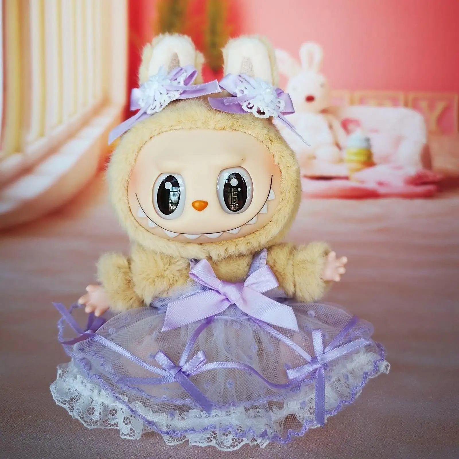 Dolls Lace Dress, Casual Outfits with Hair Accessories, Costume Handmade, Doll Clothes for 5.91-6.69inch Doll Doll Accs