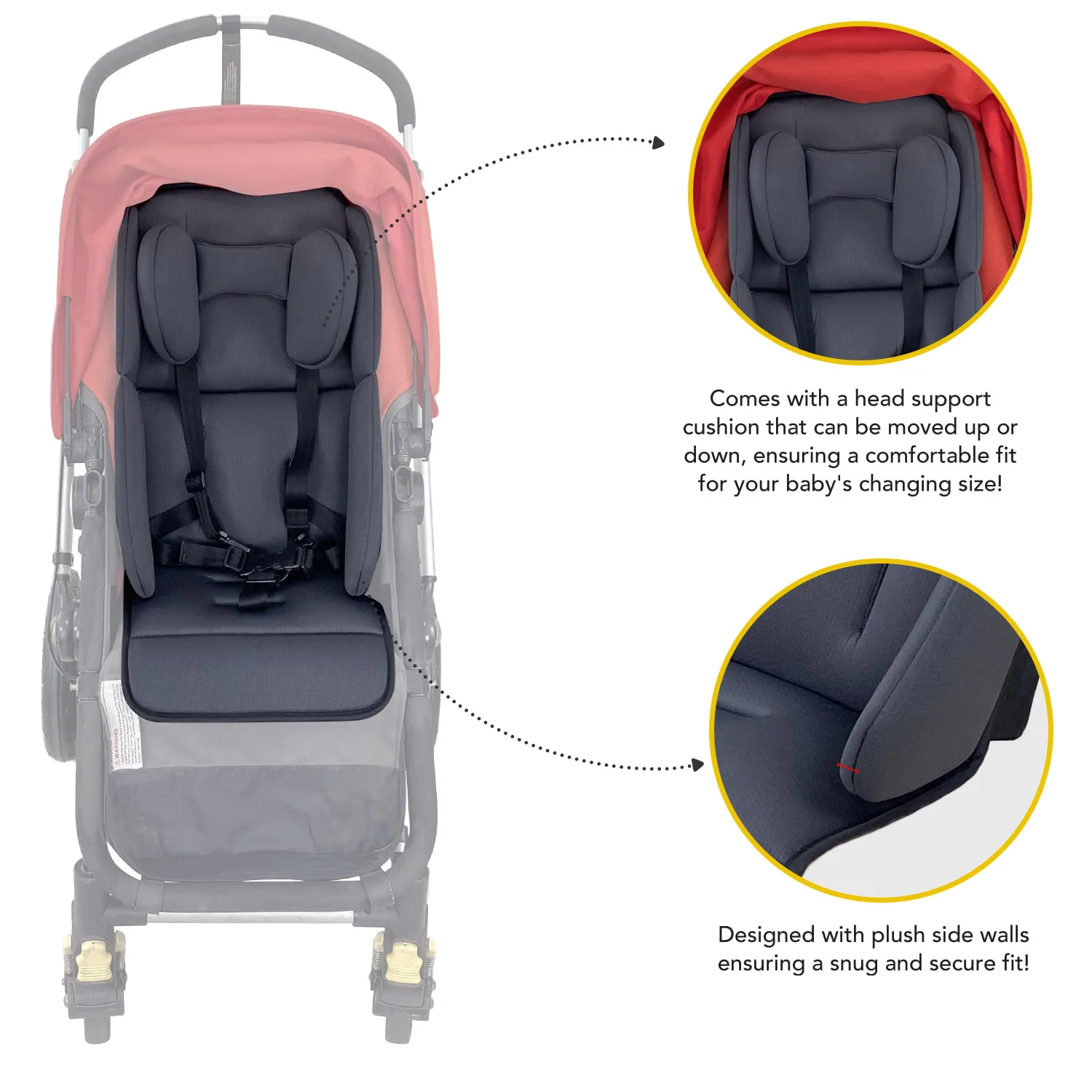 Cojín universal para asiento de cochecito de bebé, compatible con Uppababy Vista V2, V3 Cruz V2, 2 en 1, inserto cómodo para recién nacidos y niños pequeños - imagen 5