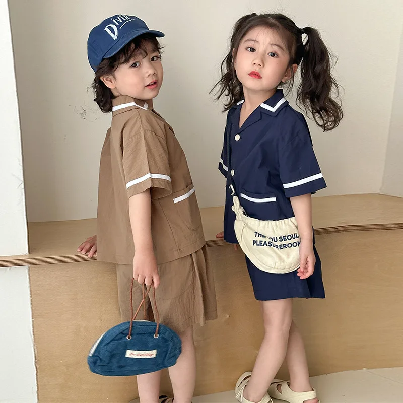 Conjunto de ropa escolar para niños y niñas, 2 uds., manga corta - imagen 4