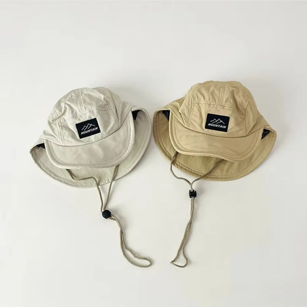 Sombrero de cubo ligero de moda fino con correa ajustable para el cuello gorra de pico de pato de doble ala sombrero de sol de secado rápido para niños - imagen 4