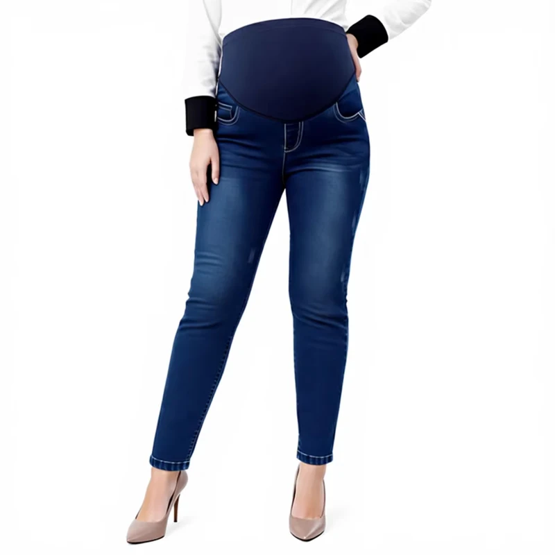 Pantalones de embarazo de talla grande, pantalones de moda de primavera y verano, pantalones vaqueros de maternidad, pantalones pitillo de cintura alta para mujeres embarazadas