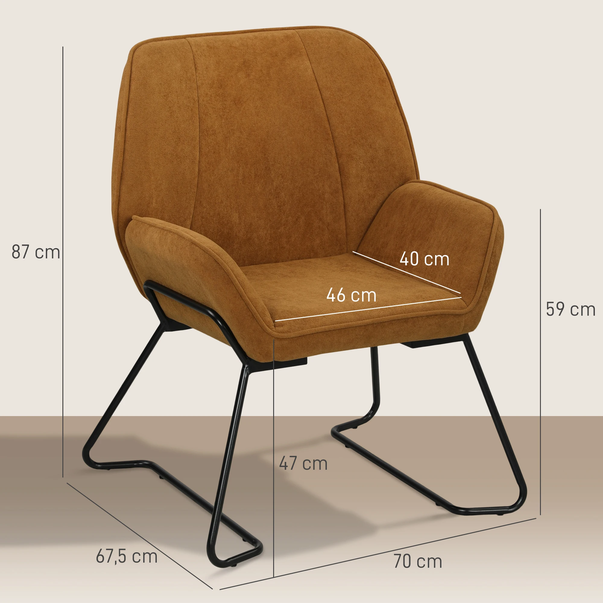 HOMCOM Butaca de Salón Moderna Sillón Lectura con Asiento Ancho y Acolchado Tapizado en Terciopelo Patas de Metal Sillón para Salón Sala de Estar Dormitorio - imagen 4