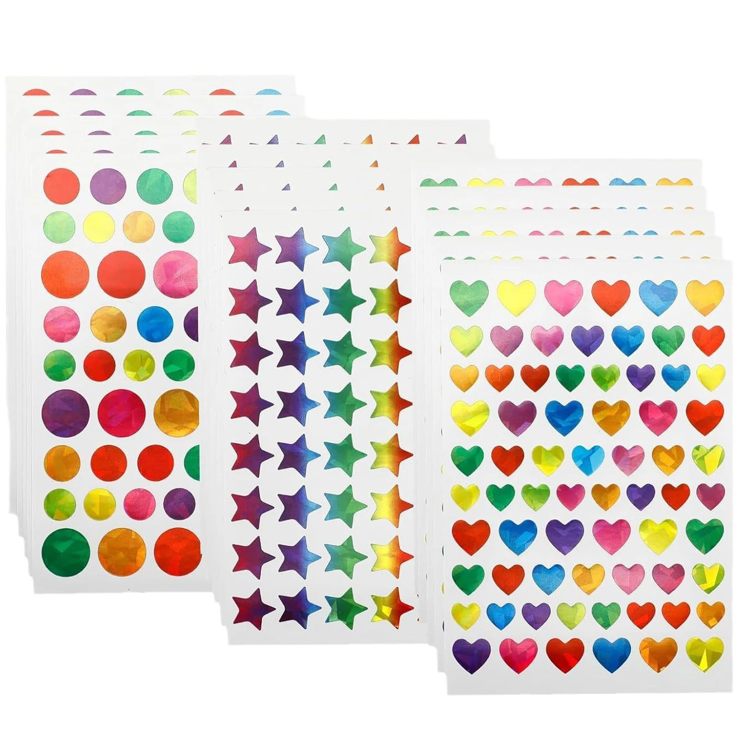 Pegatinas de papelería para niños, accesorios de decoración adhesivos autoadhesivos con puntos de corazón y estrella láser, pegatinas artesanales TMZ