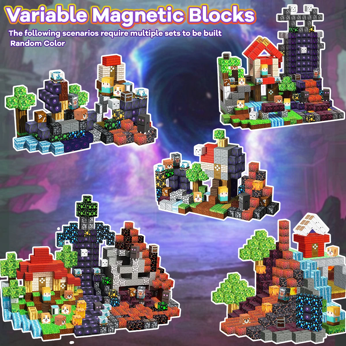 Bloques de construcción magnéticos Lava Adventure para niños y niñas de 3 años + juego de cubos magnéticos STEM juguete sensorial Montessori 50/100/200/300 Uds - imagen 3