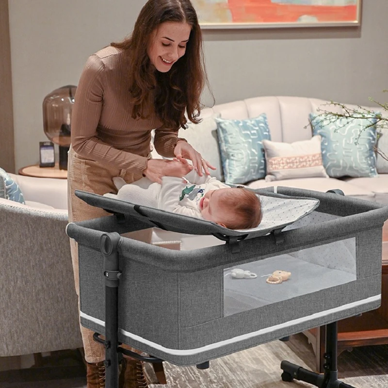 Cuna plegable multifuncional para bebé con valla de juego y cama - imagen 3