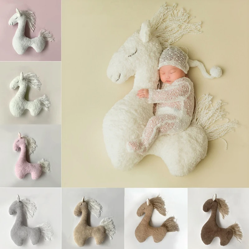 Almohada de caballo para sesión de fotos de recién nacido, cojín de unicornio para sesión de fotos de bebé, alfombrilla de estudio fotográfico infantil - imagen 2