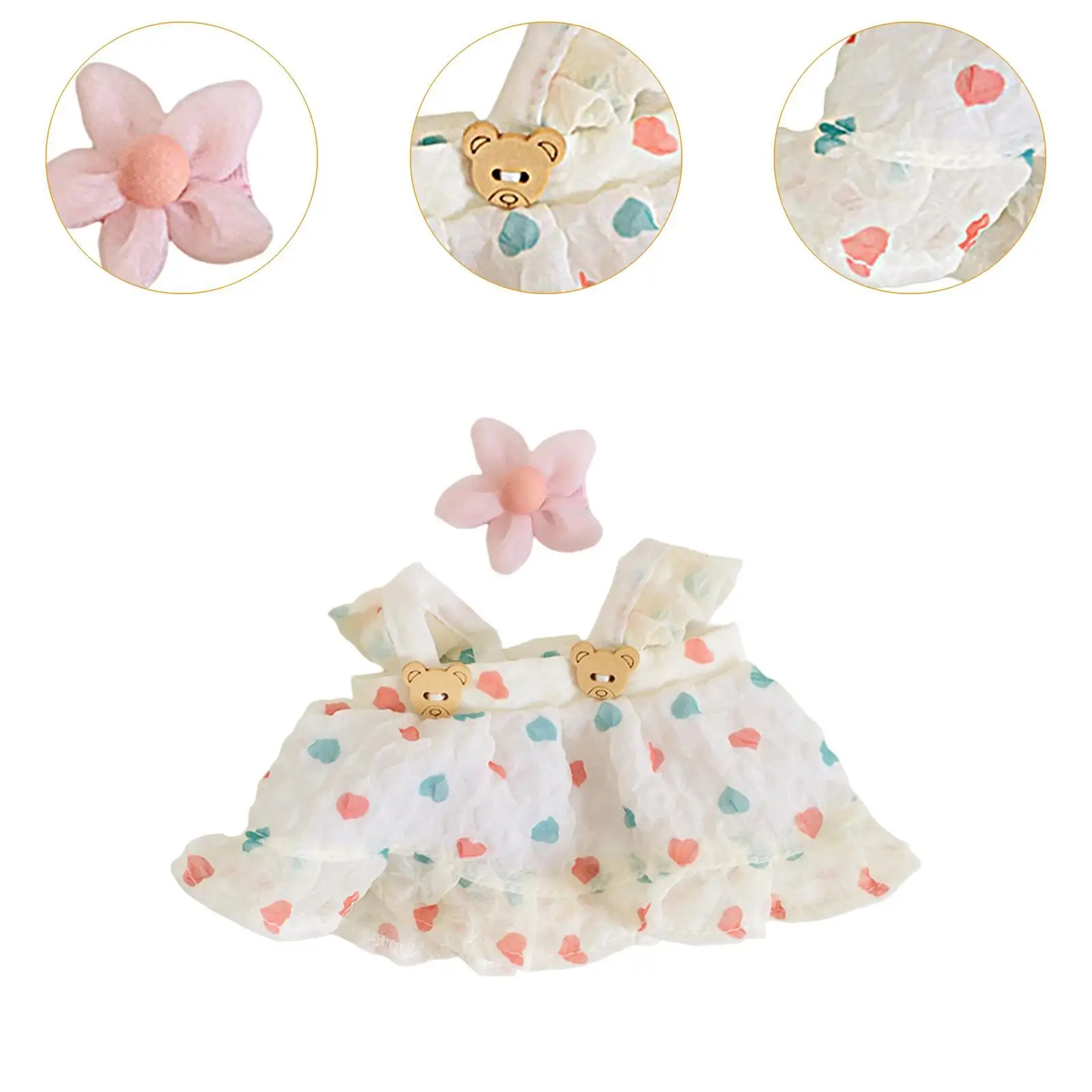 2x Dolls Princess Dress with Flower Hairpin, Outfits Accessory for 20cm Dolls Dress up Thanksgiving Gifts