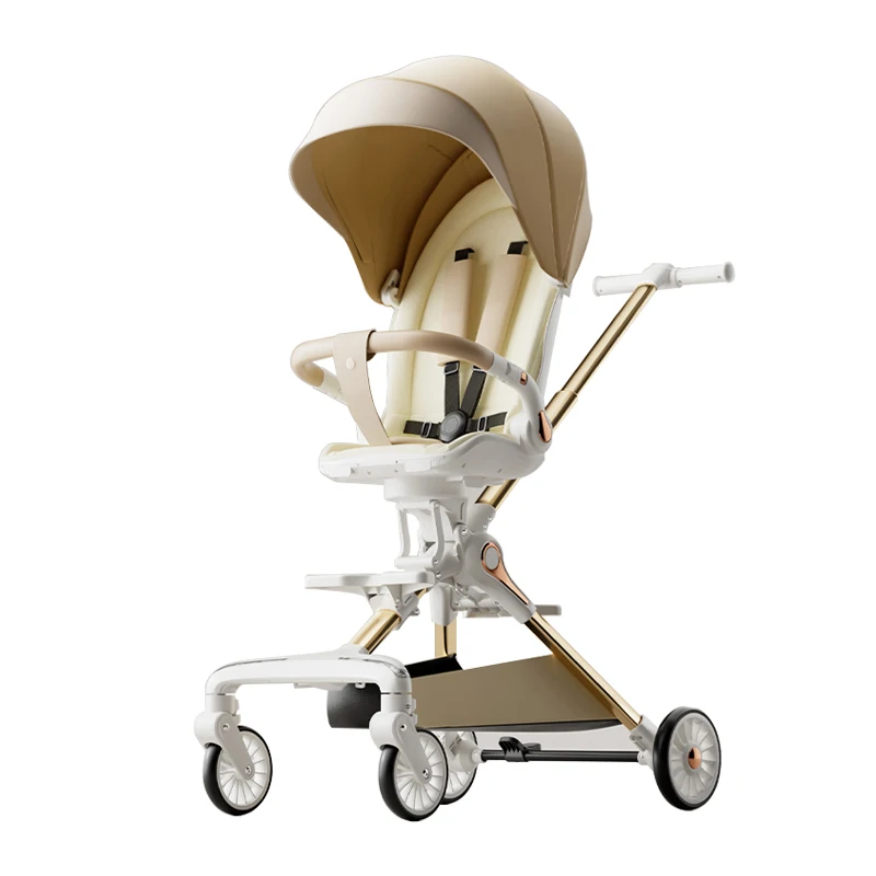 Cochecito de alto paisaje ligeramente plegable para sentarse o acostarse