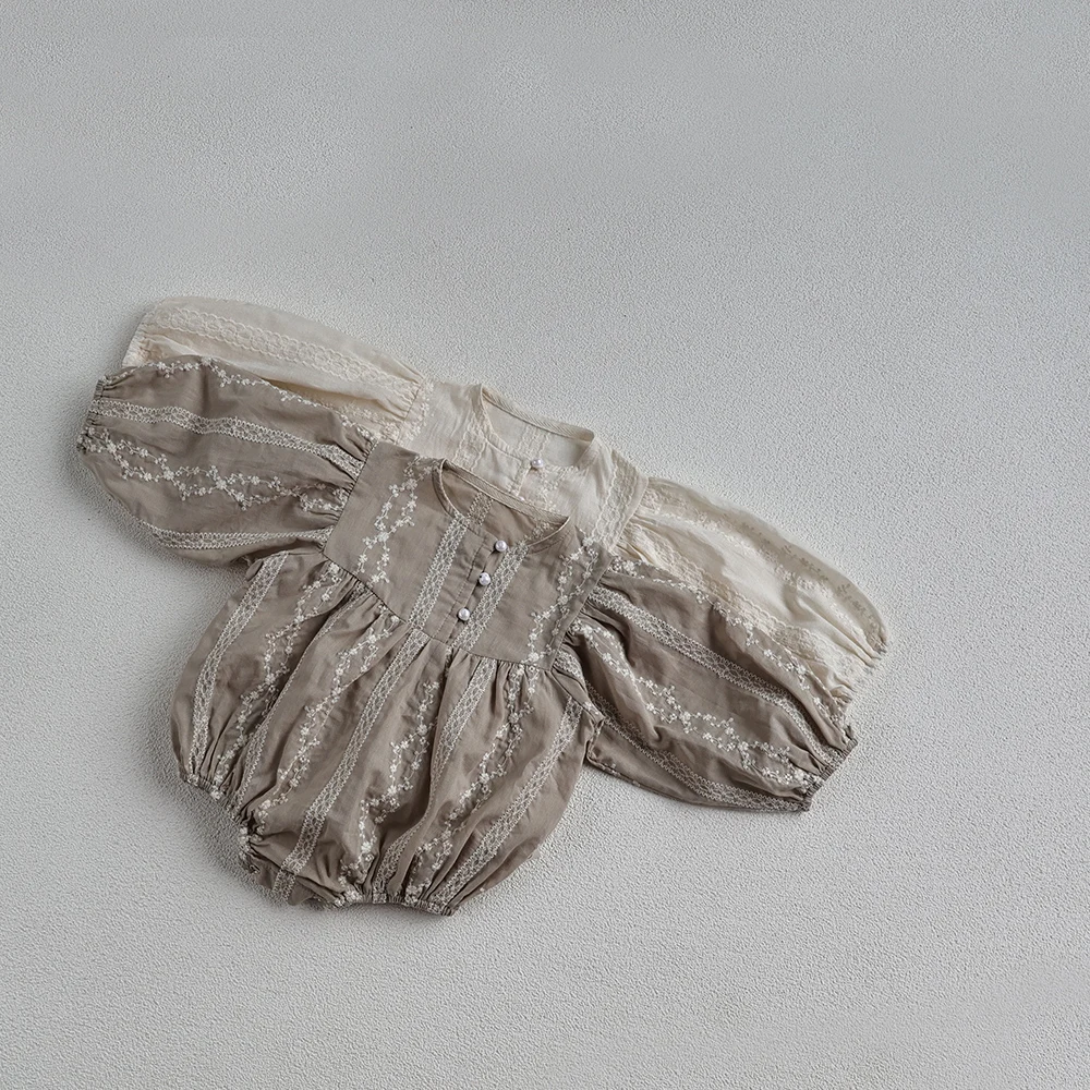 Milangel-body bordado de una pieza para bebé y niña, ropa de manga abombada - imagen 2